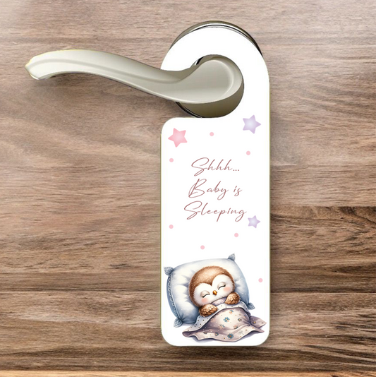 Personalised Owl Sleeping Door Hanger Gift