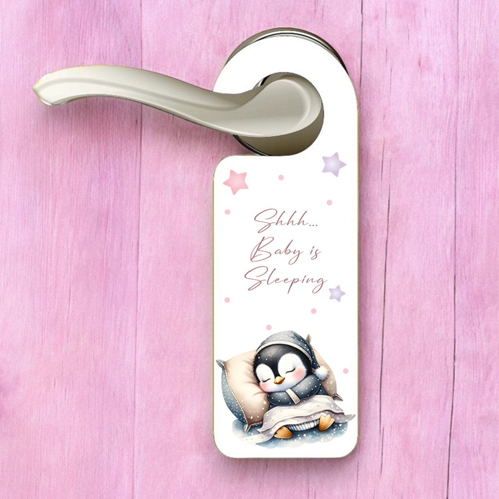 Personalised Penguin Sleeping Door Hanger Gift