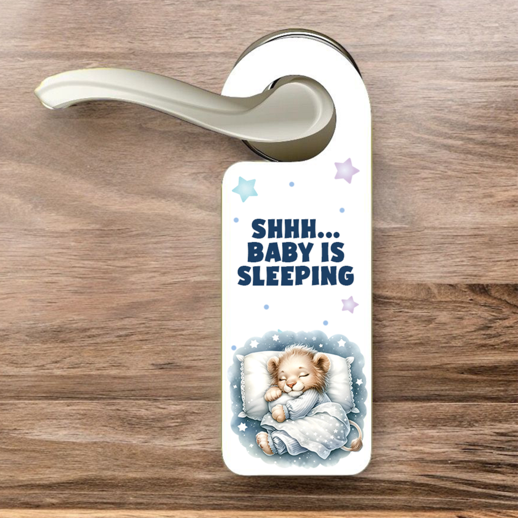 Personalised Lion Sleeping Door Hanger Gift