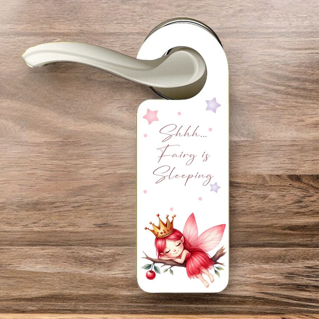 Personalised Fairy Red - Sleeping Door Hanger Gift