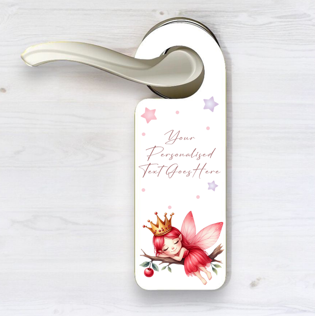 Personalised Fairy Red - Sleeping Door Hanger Gift