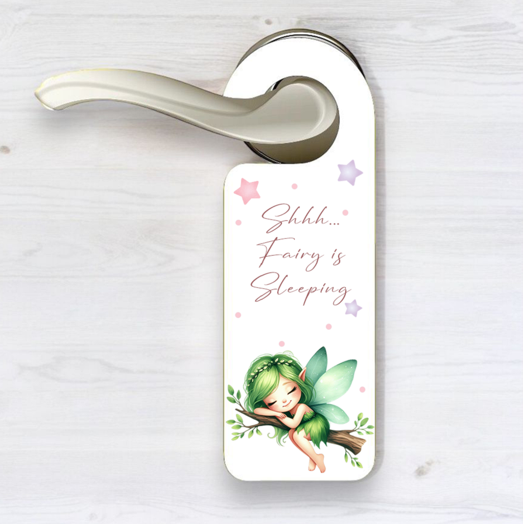 Personalised Fairy Green - Sleeping Door Hanger Gift