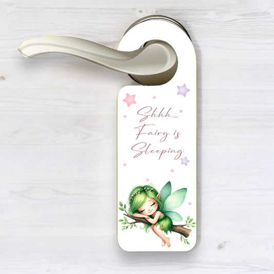 Personalised Fairy Green - Sleeping Door Hanger Gift