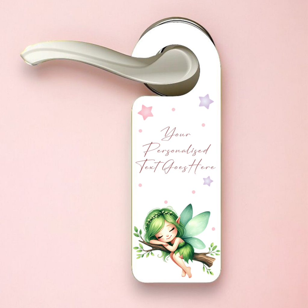 Personalised Fairy Green - Sleeping Door Hanger Gift