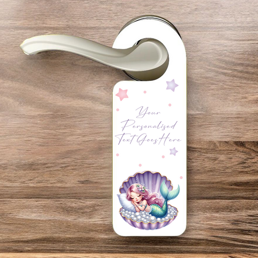 Personalised Mermaid Sleeping Purple - Door Hanger Gift