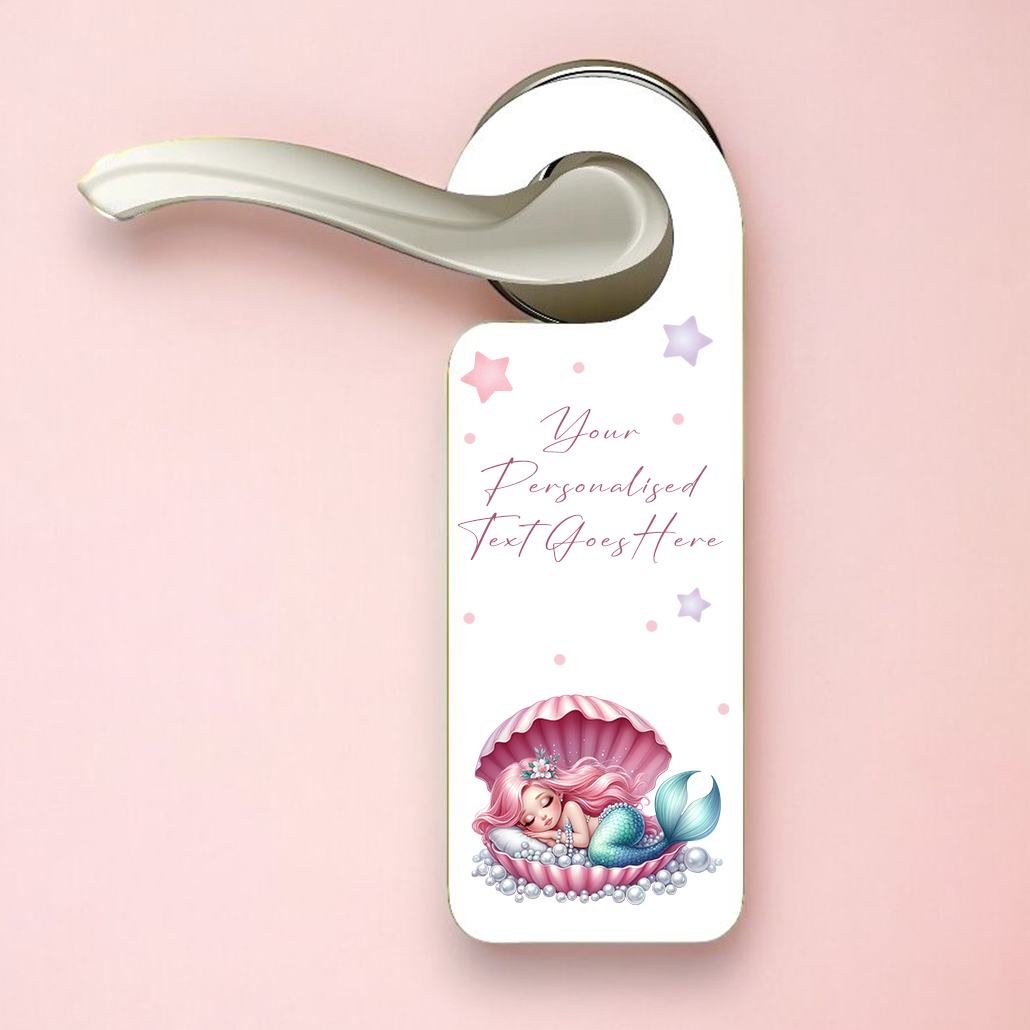 Personalised Mermaid Sleeping Pink - Door Hanger Gift