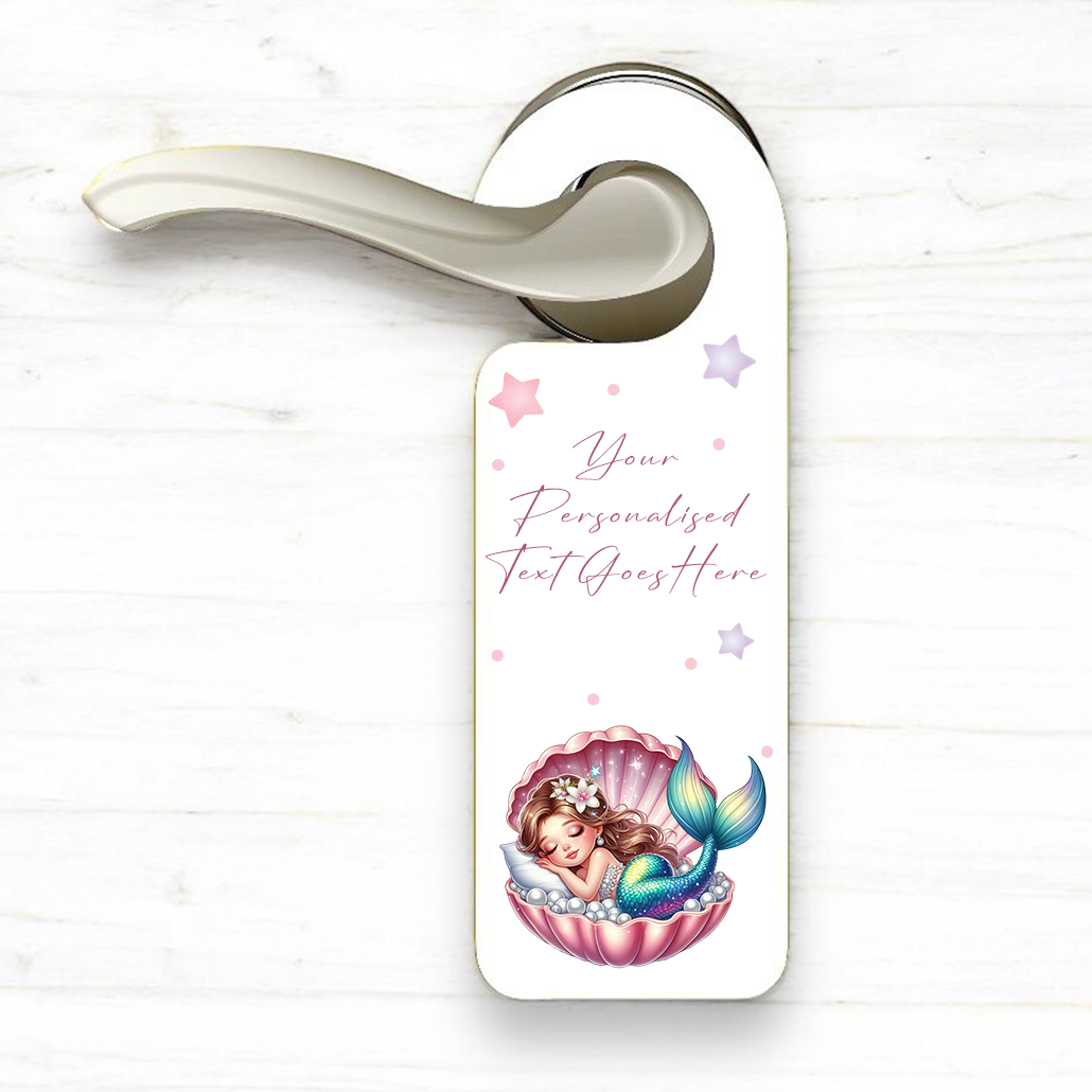 Personalised Mermaid Sleeping Pink B - Door Hanger Gift