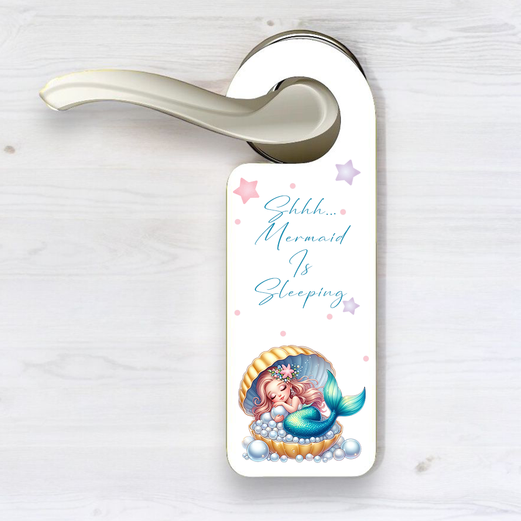 Personalised Mermaid Sleeping Yellow - Door Hanger Gift