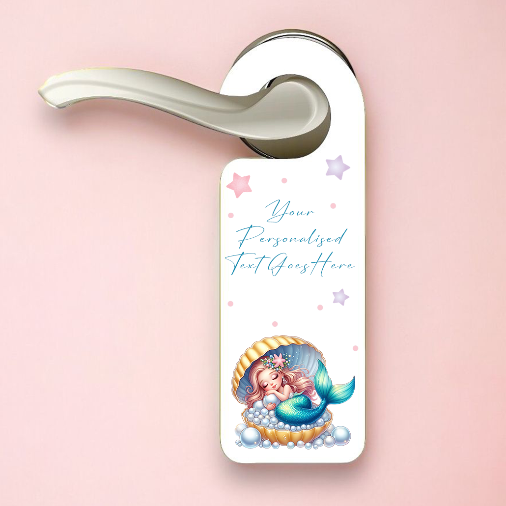 Personalised Mermaid Sleeping Yellow - Door Hanger Gift