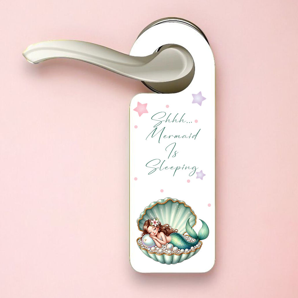 Personalised Mermaid Sleeping Green - Door Hanger Gift