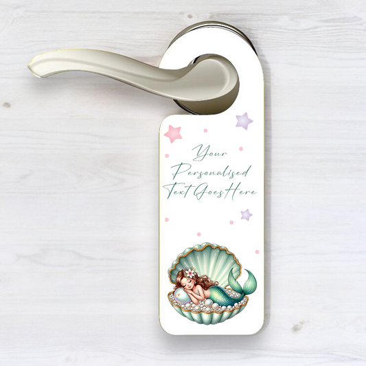 Personalised Mermaid Sleeping Green - Door Hanger Gift