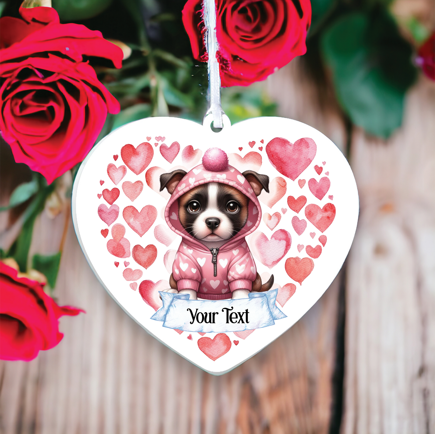 Personalised Staffordshire Bull Terrier In Pink Hoodie Decoration