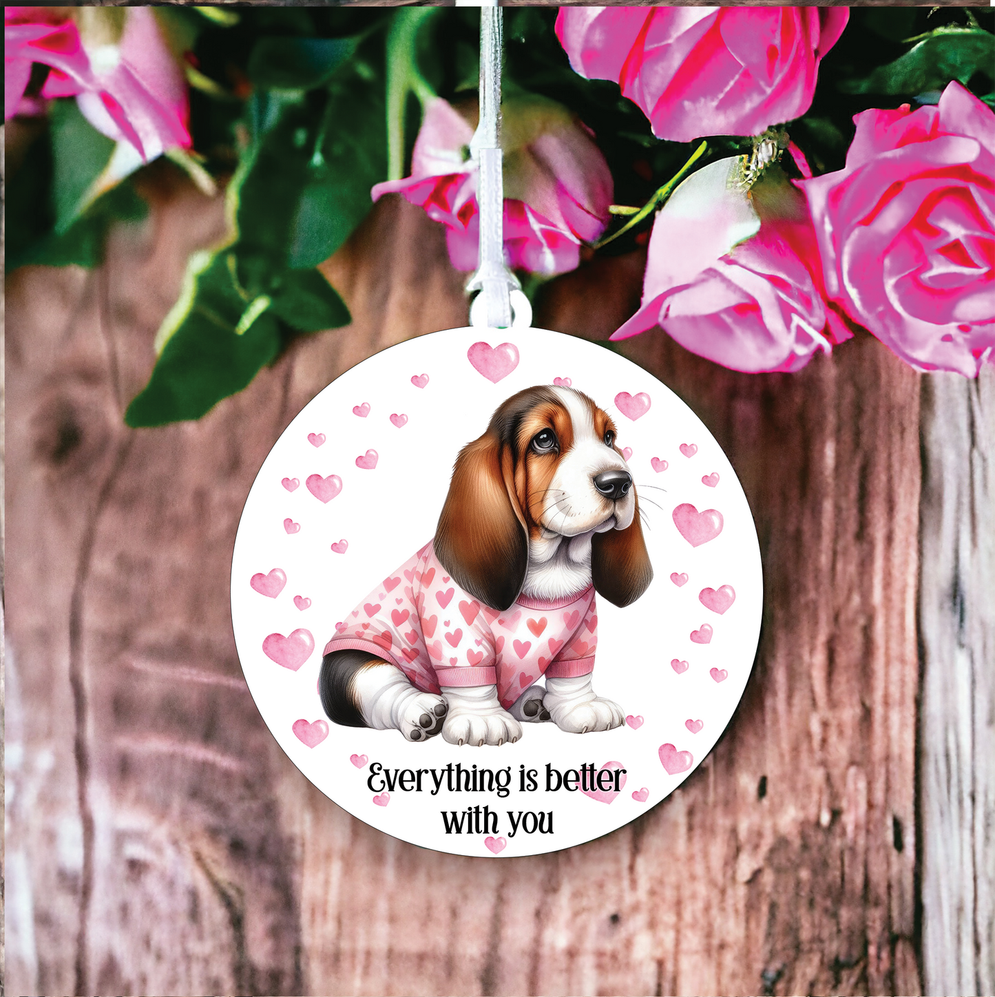 Personalised Basset Hound Dog Love Decoration