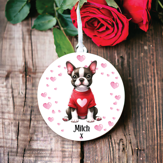 Personalised Boston Terrier Dog Love Decoration