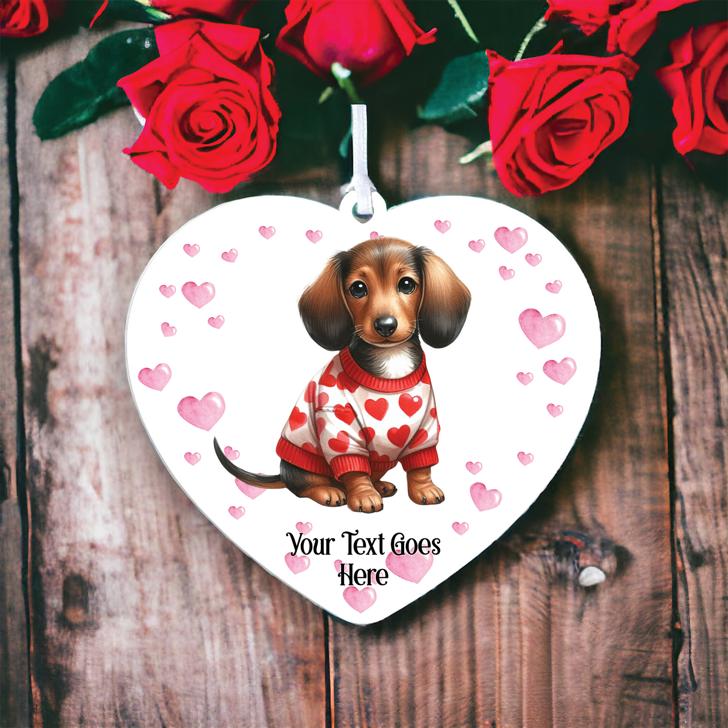 Personalised Dachshund Dog in Red Love Decoration