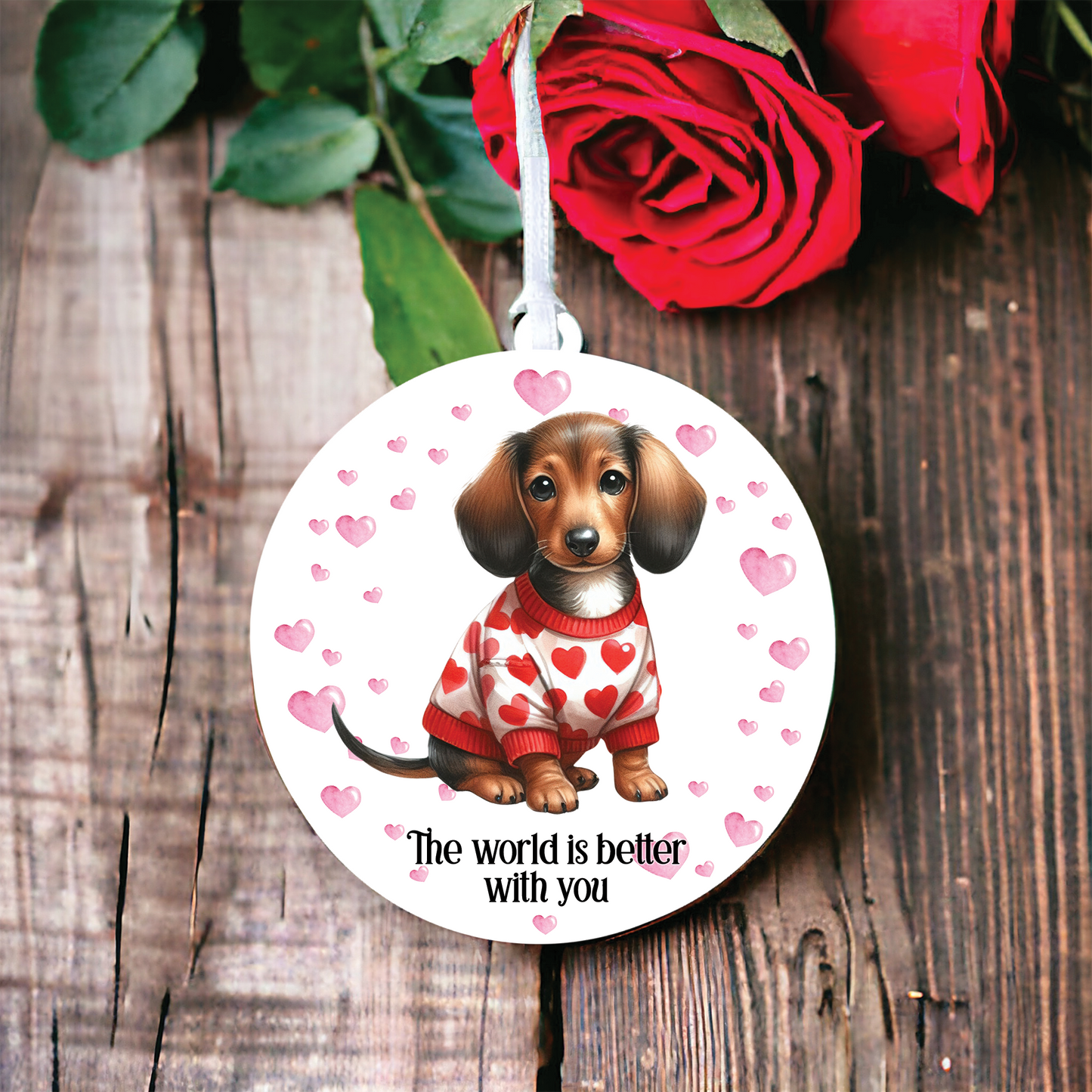 Personalised Dachshund Dog in Red Love Decoration