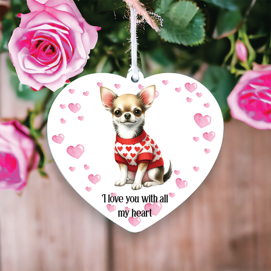 Personalised Chihuahua Dog in Red Love Decoration