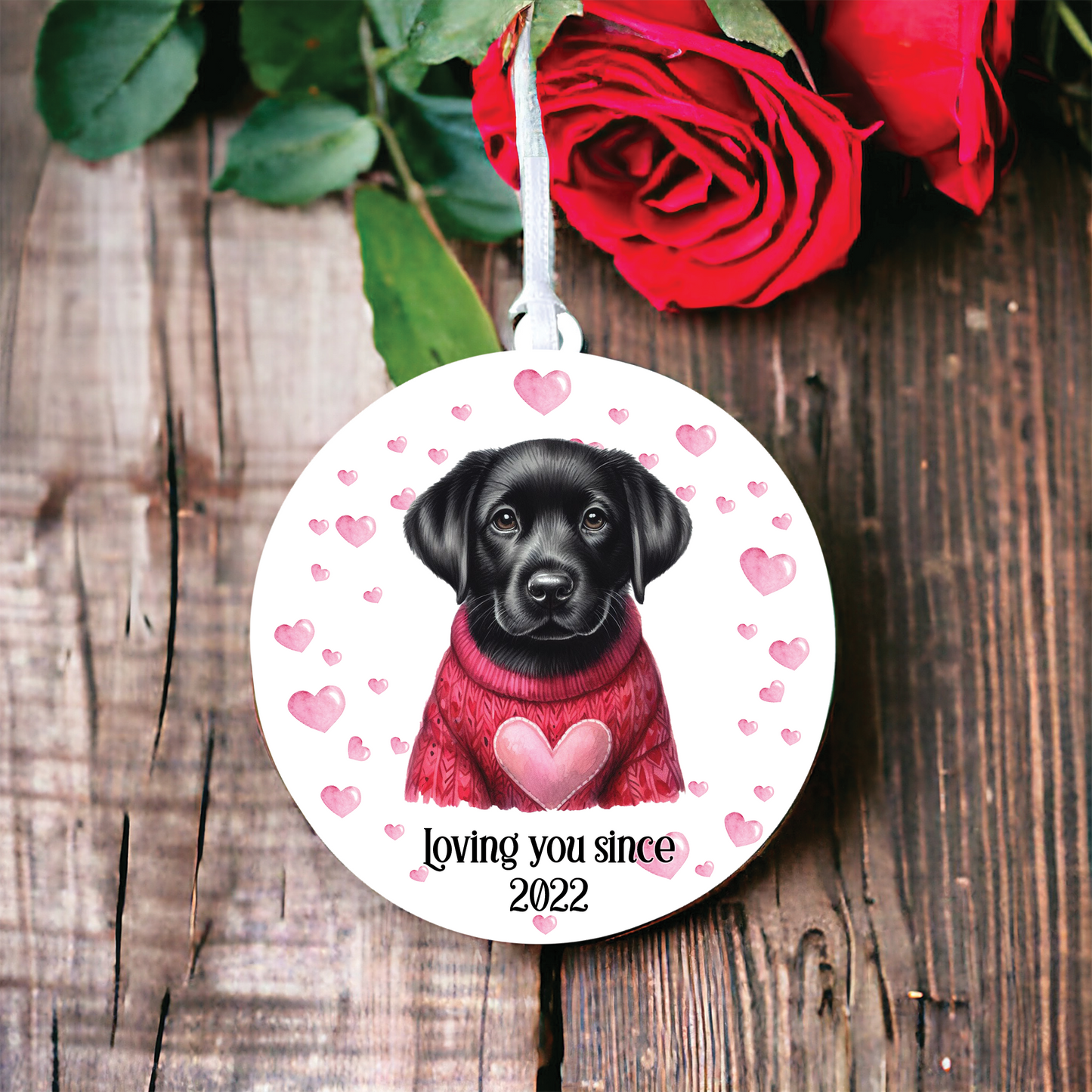 Personalised Black Labrador Puppy Love Decoration