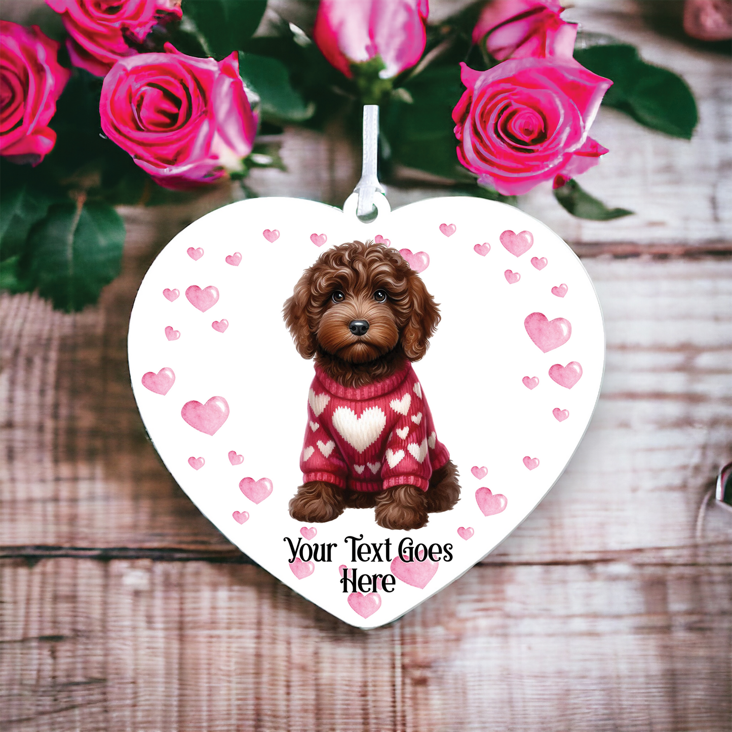 Personalised Chocolate Cockapoo Love Decoration