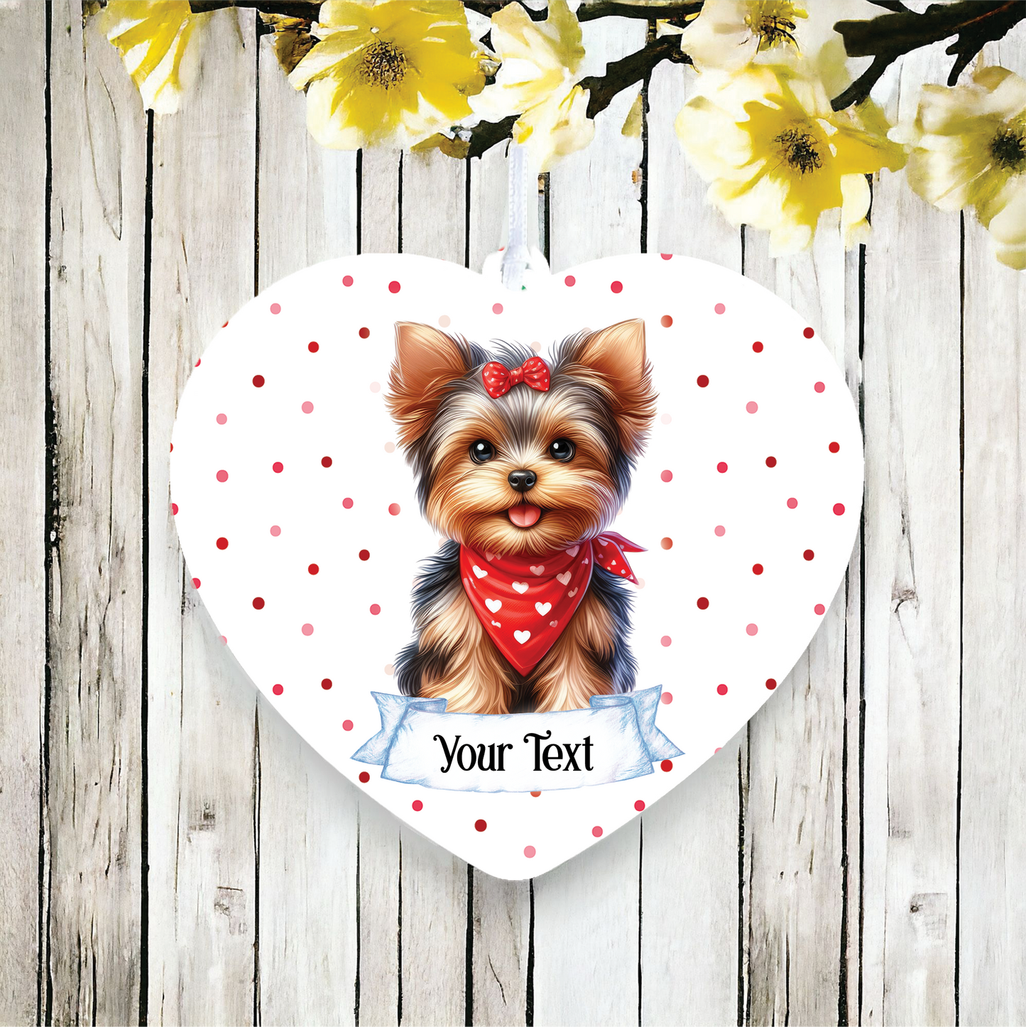 Personalised Cute Yorkshire Terrier In Red Bandana Decoration