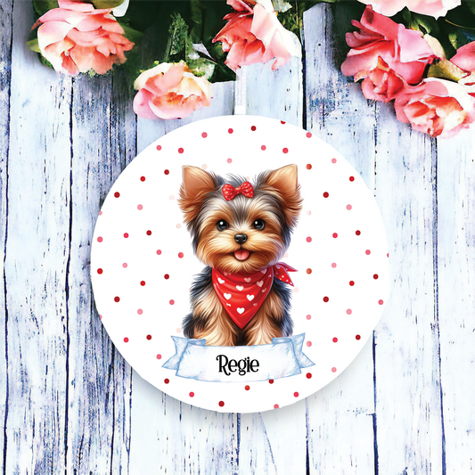 Personalised Cute Yorkshire Terrier In Red Bandana Decoration