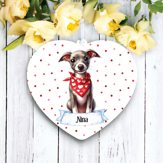 Personalised Cute Whippet In Red Bandana Decoration