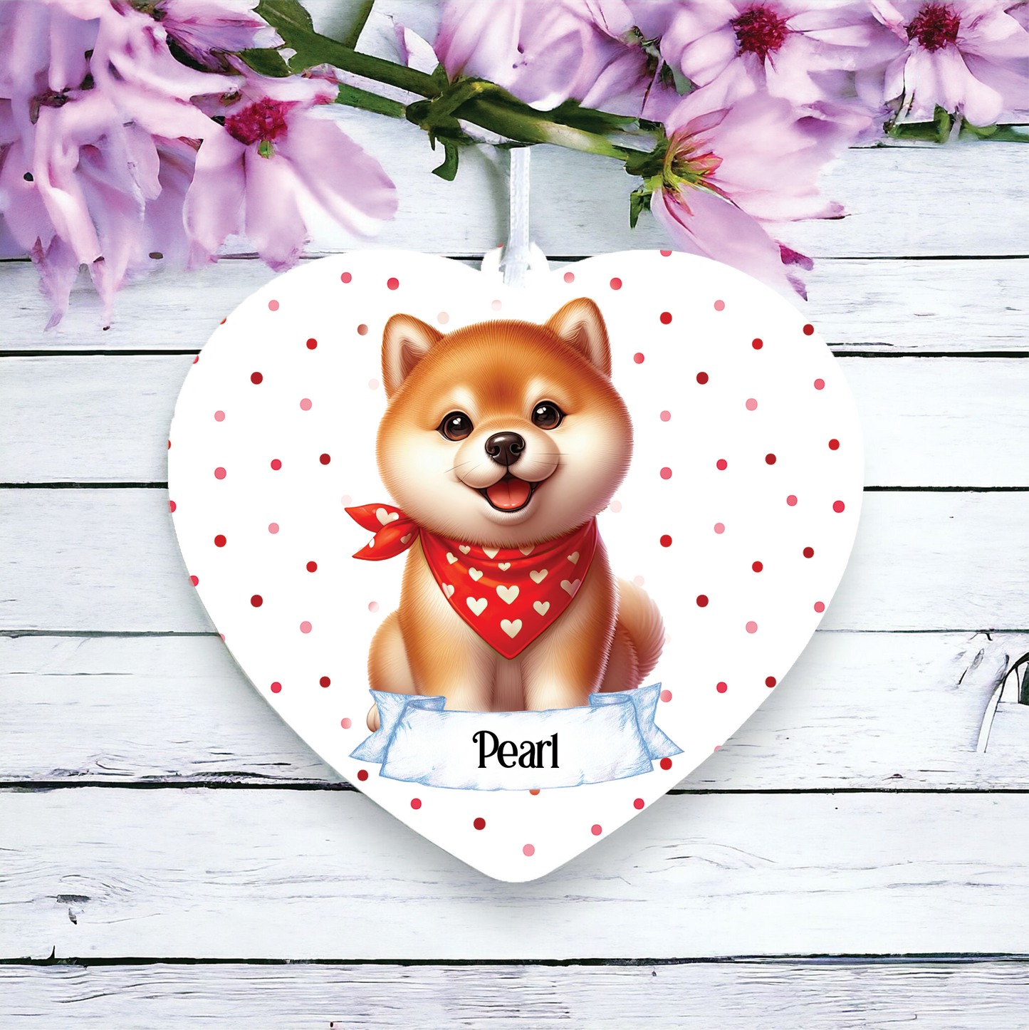 Personalised Cute Shiba Inu In Red Bandana Decoration