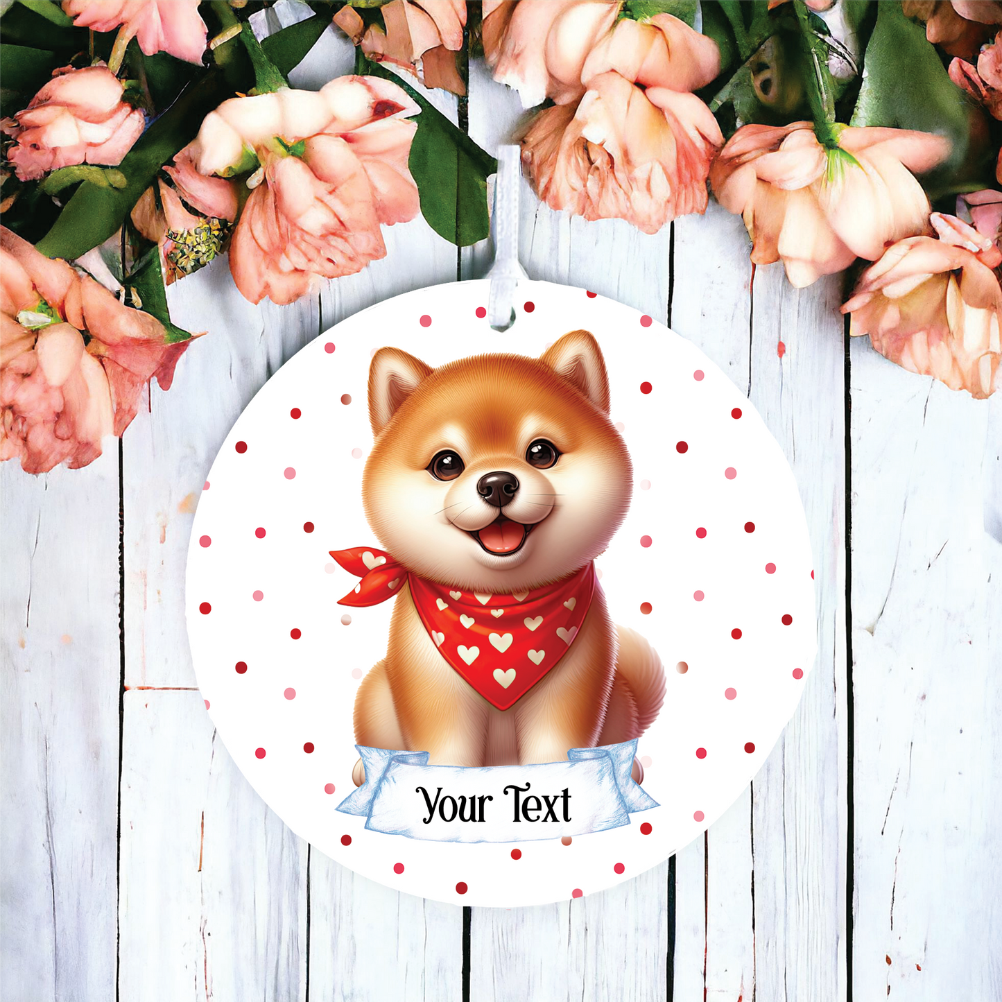 Personalised Cute Shiba Inu In Red Bandana Decoration