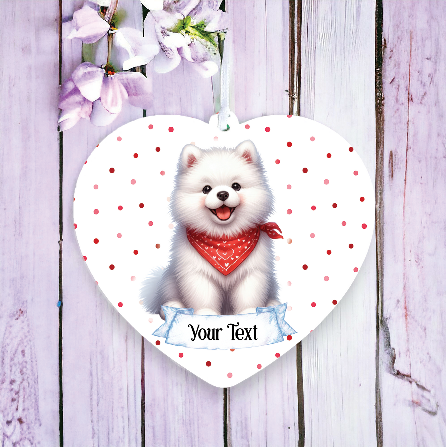 Personalised Cute Samoyed In Red Bandana Decoration