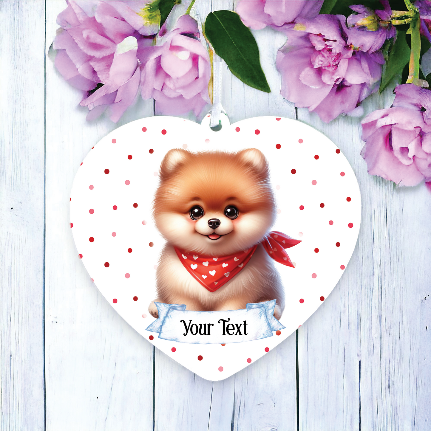 Personalised Cute Pomeranian In Red Bandana Decoration