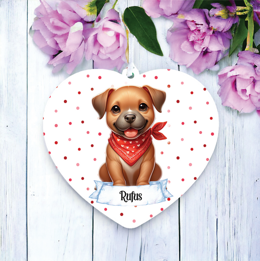 Personalised Cute Pitbull In Red Bandana Decoration