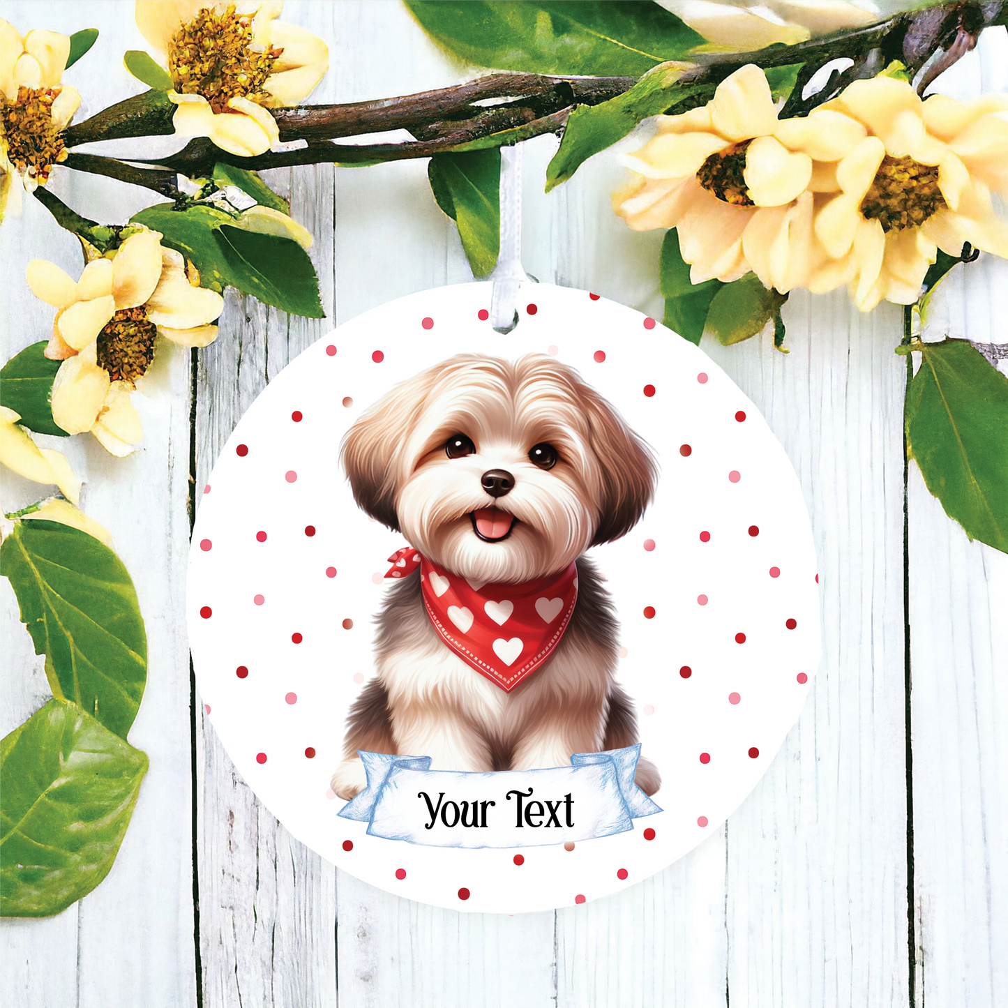 Personalised Cute Havanese In Red Bandana Decoration