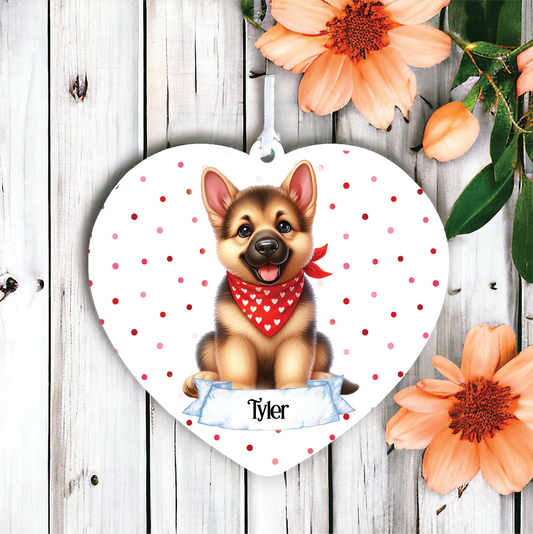 Personalised Cute German Shepherd In Red Bandana Decoration