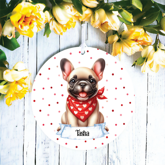 Personalised Cute French Bulldog In Red Bandana Decoration