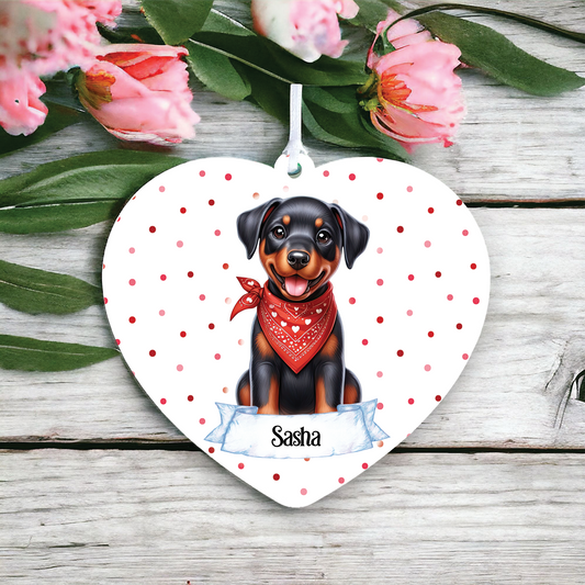 Personalised Cute Doberman In Red Bandana Decoration