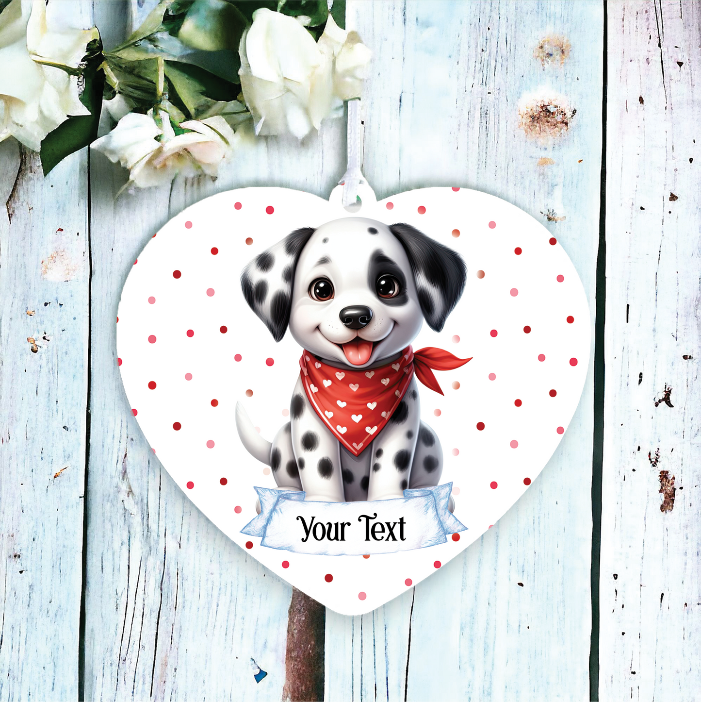 Personalised Cute Dalmatian In Red Bandana Decoration