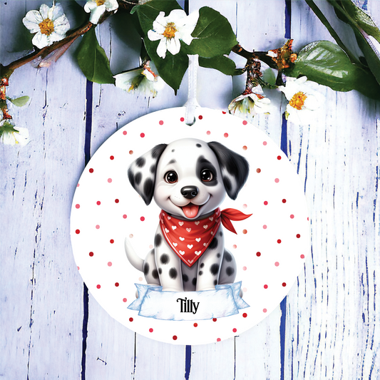 Personalised Cute Dalmatian In Red Bandana Decoration