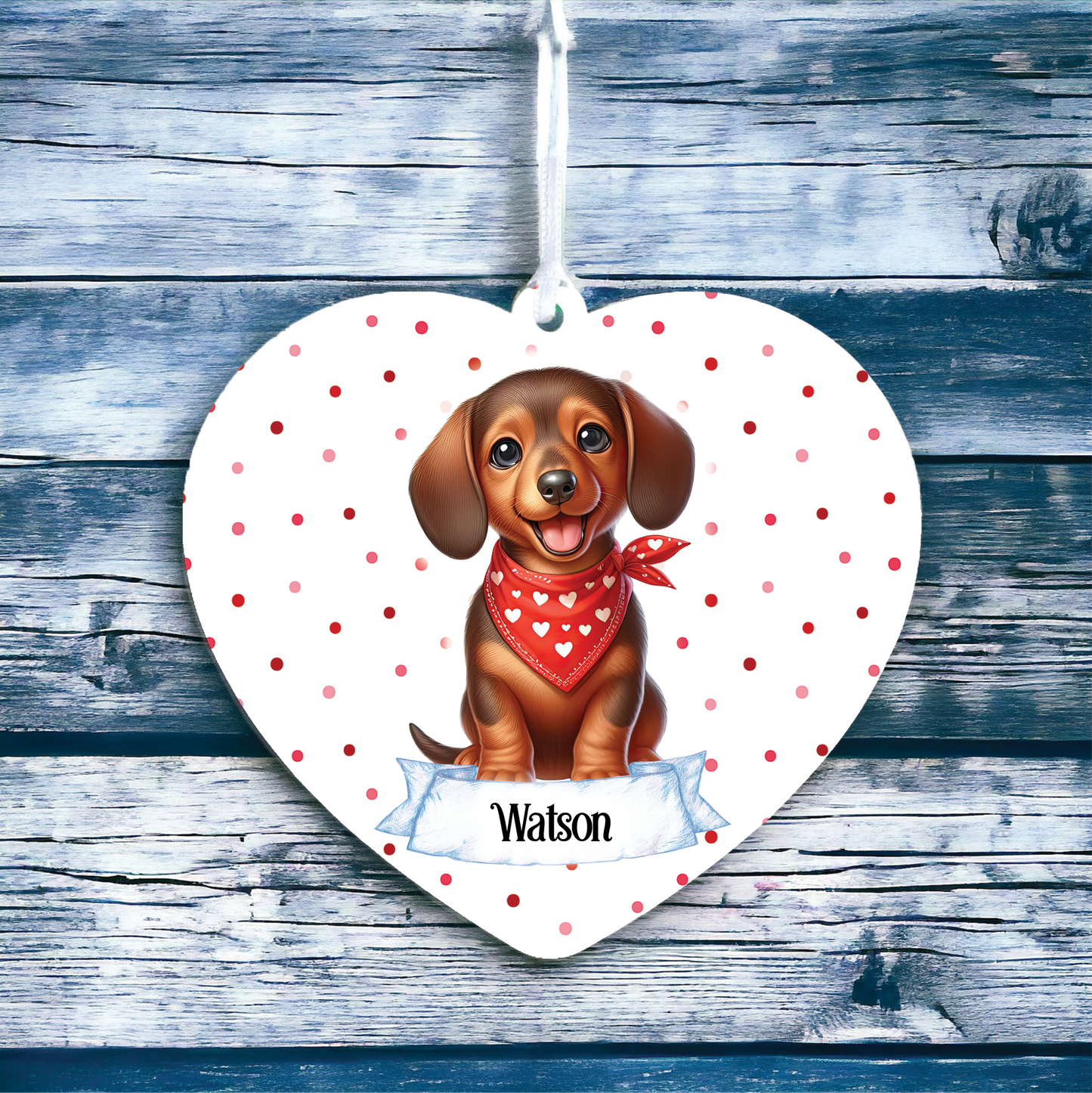 Personalised Cute Dachshund In Red Bandana Decoration