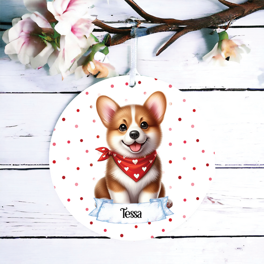 Personalised Cute Corgi In Red Bandana Decoration