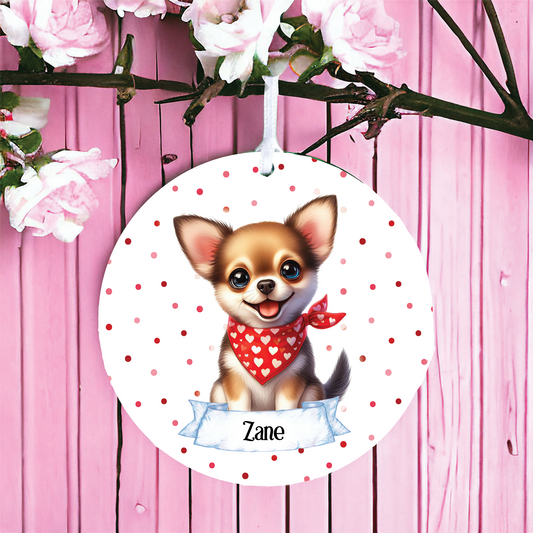 Personalised Cute Chihuahua In Red Bandana Decoration