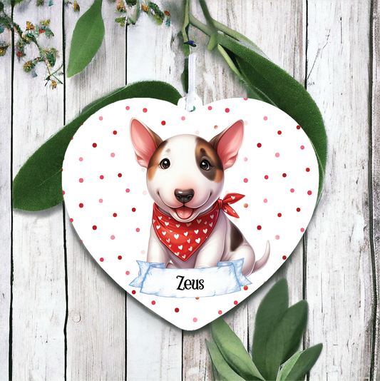 Personalised Cute Bull Terrier In Red Bandana Decoration