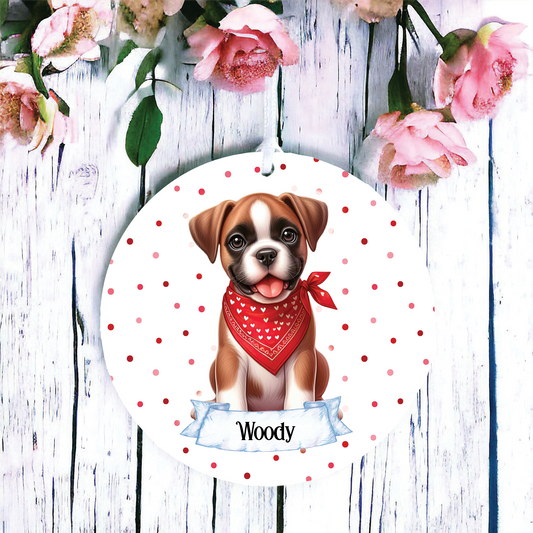 Personalised Cute Boxer In Red Bandana Decoration