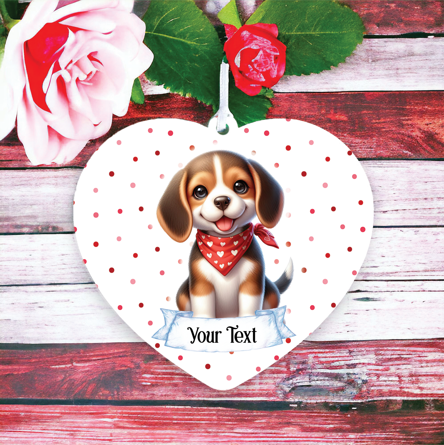 Personalised Cute Beagle In Red Bandana Decoration