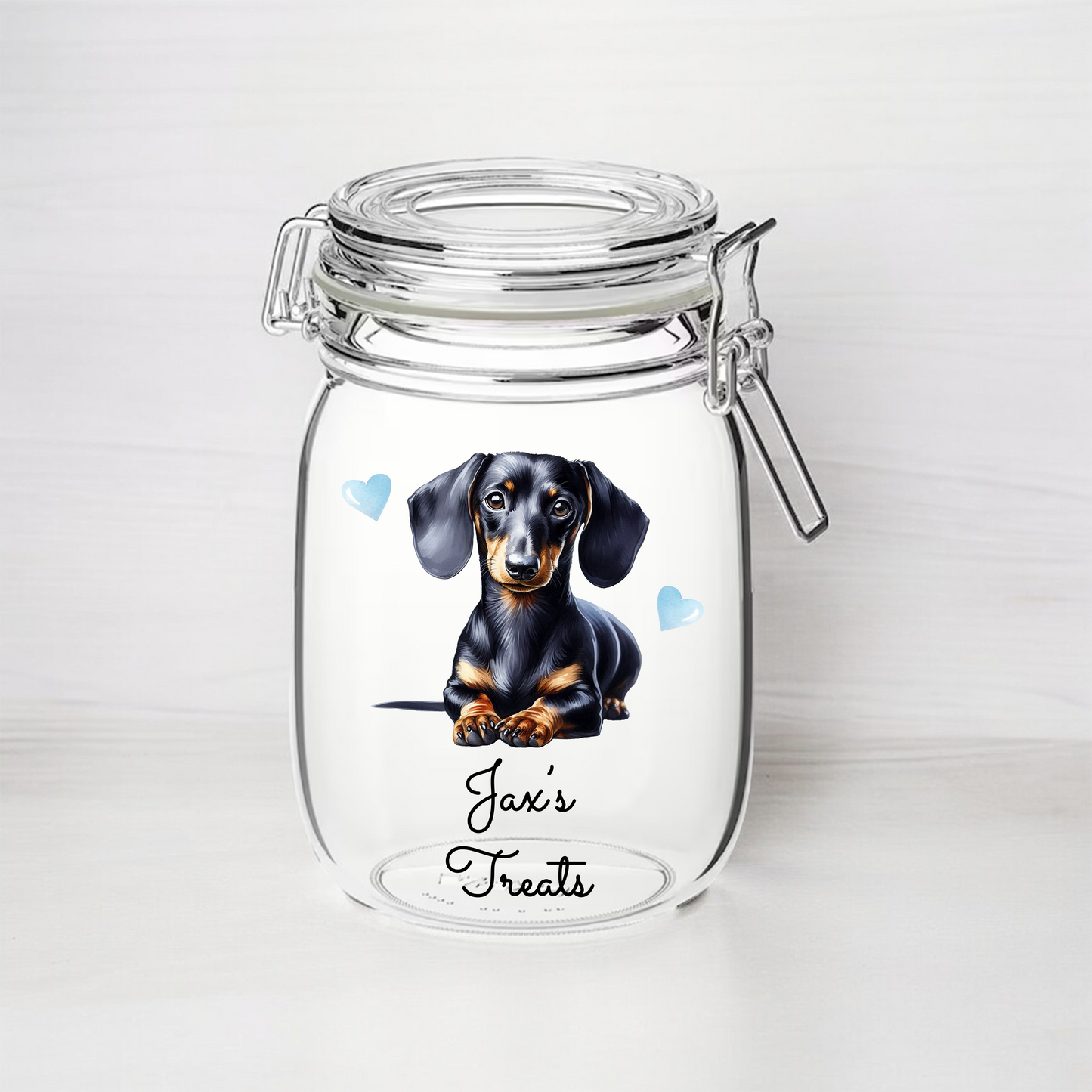 Personalised Dachshund Black & Tan Treat Kilner Style Gift Jar B - DGJR14