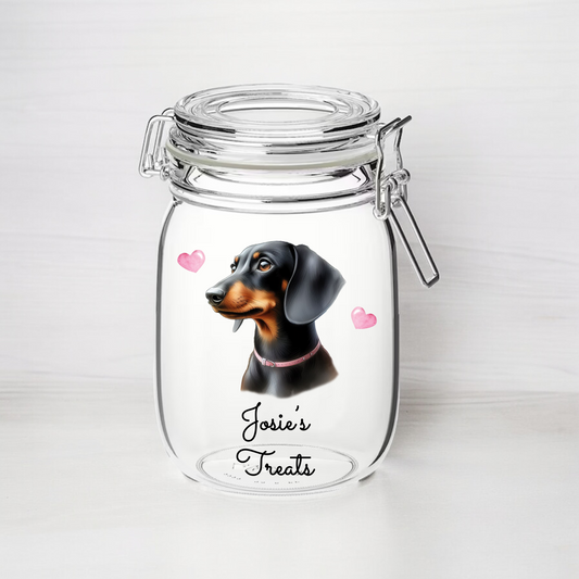 Personalised Dachshund Black & Tan Treat Kilner Style Gift Jar - DGJR15