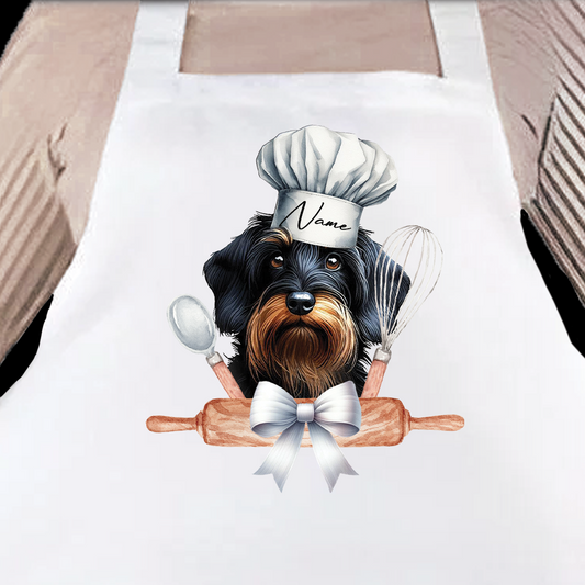 Personalised Pet Chef Dog - Wirehaired Dachshund - Keepsake Gift Kitchen Baking Cooking Apron, by Floppsie Moppsie – floppsiemoppsie at floppsiemoppsie.co.uk