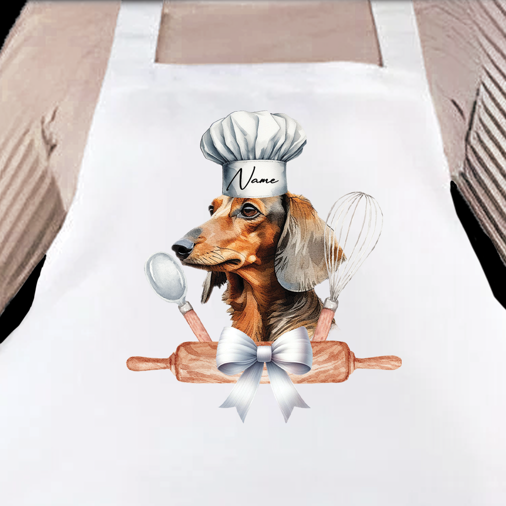 Personalised Pet Chef Dog - Dachshund - Keepsake Gift Kitchen Baking Cooking Apron, by Floppsie Moppsie – floppsiemoppsie at floppsiemoppsie.co.uk