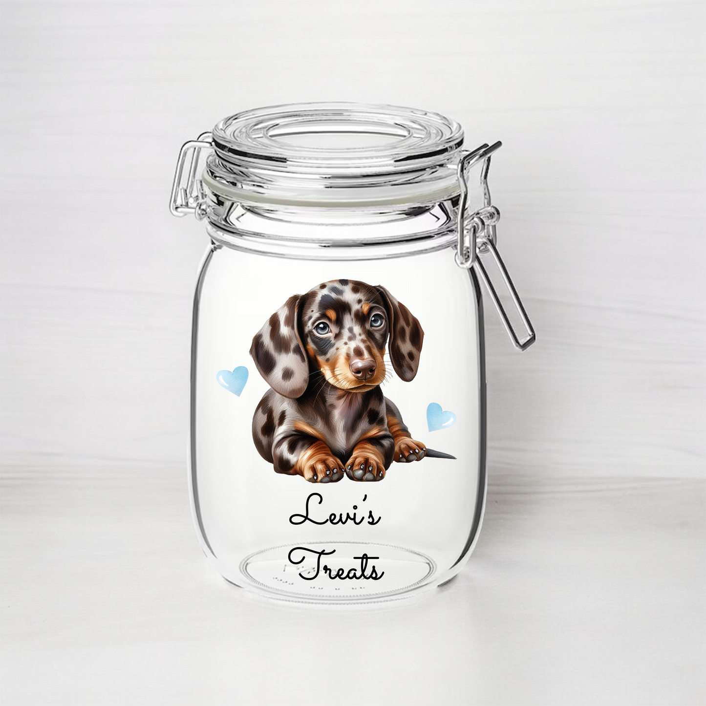 Personalised Dachshund Dappled Chocolate Treat Kilner Style Gift Jar - DGJR17