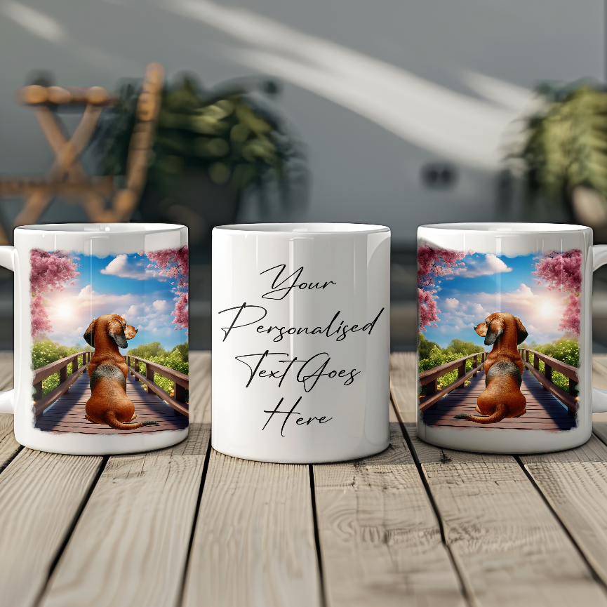 Personalised Bridge Dog Memorial Dachshund - Keepsake Gift Mug, by Floppsie Moppsie – floppsiemoppsie at floppsiemoppsie.co.uk