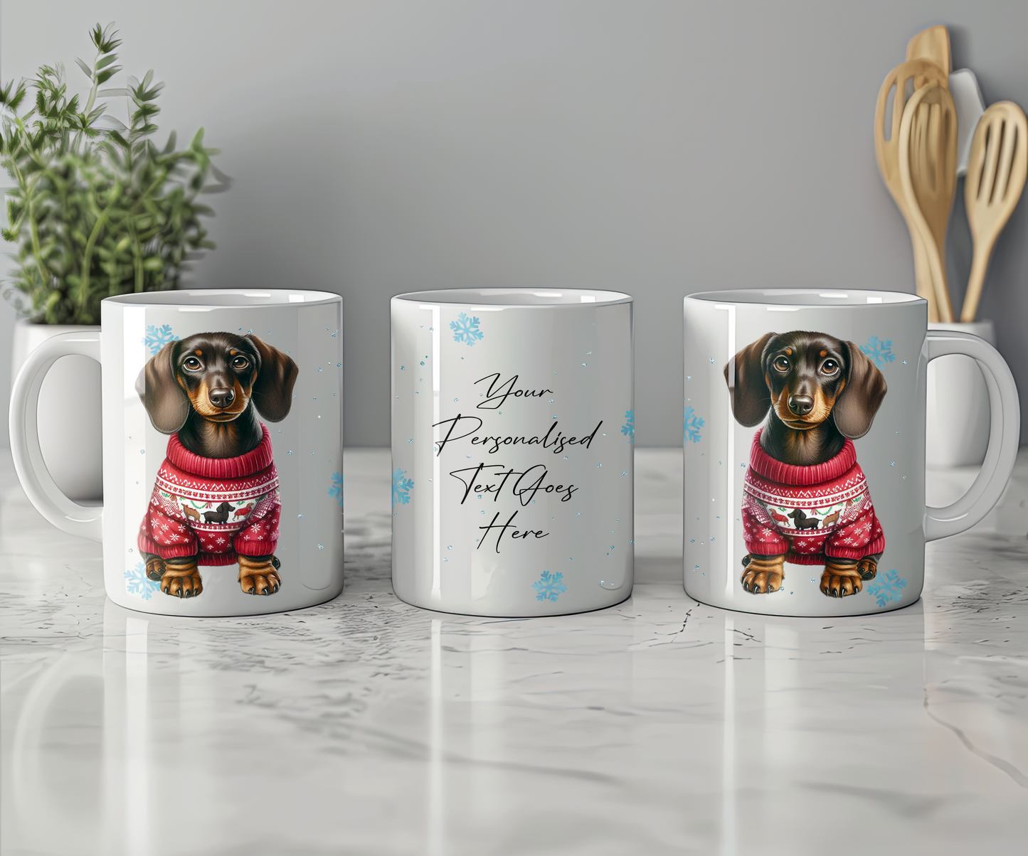 Personalised Dachshund Dog Christmas Jumper Gift Mug